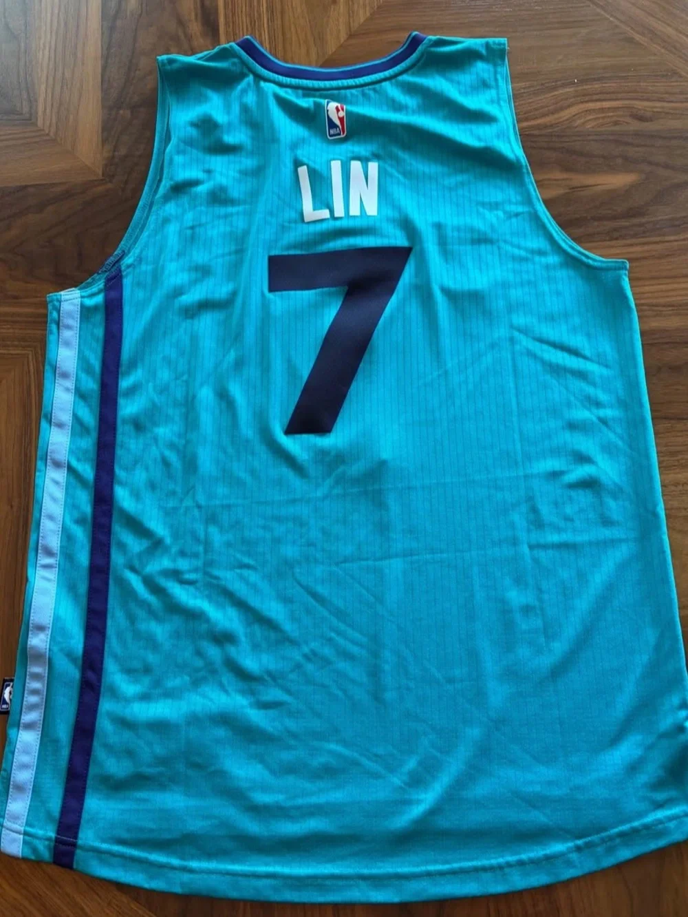 Jeremy Lin Charlotte Hornets #7 Men's Large Adidas Teal Jersey Extremely RARE